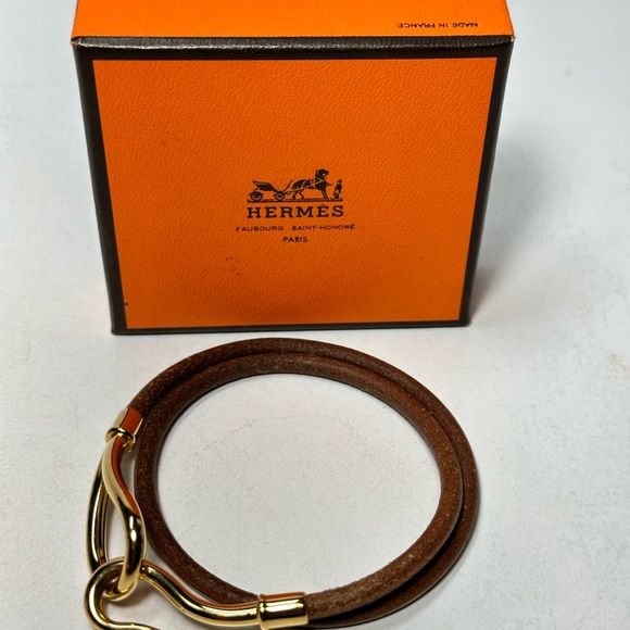 💯% AUTH Hermès Jumbo Hook Bracelet Double Wrap C 14” Authentic In Box EUC - Picture 2 of 9
